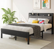 Letto singolo in metallo e MDF 90x200 cm con spazio contenitore sottoletto; nero