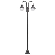 Lampada da terra da giardino E27 220 cm alluminio 2 lanterne marrone bronzo 02_0042539