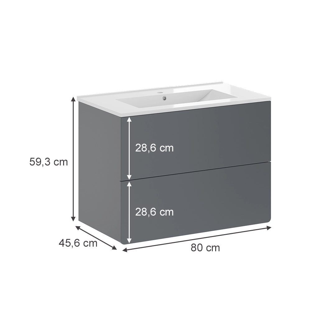 Vicco Set mobili bagno Grigio 2 parti
