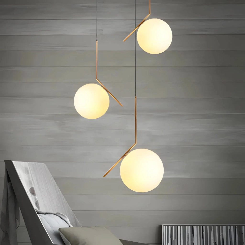 Lampada Da Soffitto Pensile Di Vetro Palla Oro Bianco Oro G106-1w Gold White
