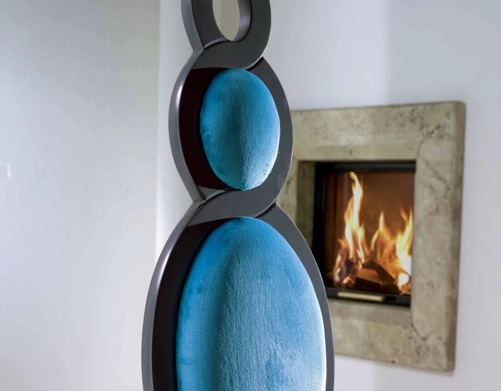 Sedia imbottita in legno laccato grigio/azzurro - Mobili 2G