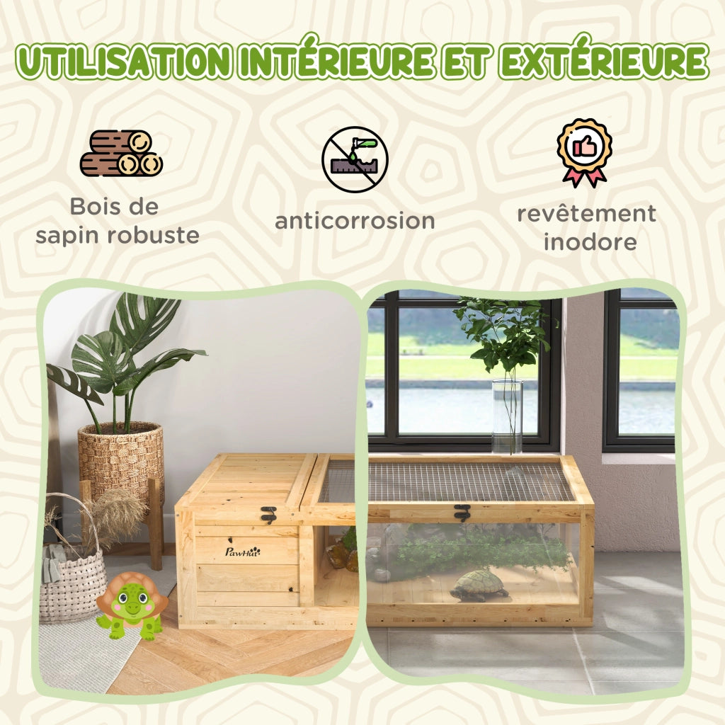 Recinto Habitat per Animali Domestici ¨C Minimal ¨C Legno Massello Giallo Chiaro 91x60.5x32 cm