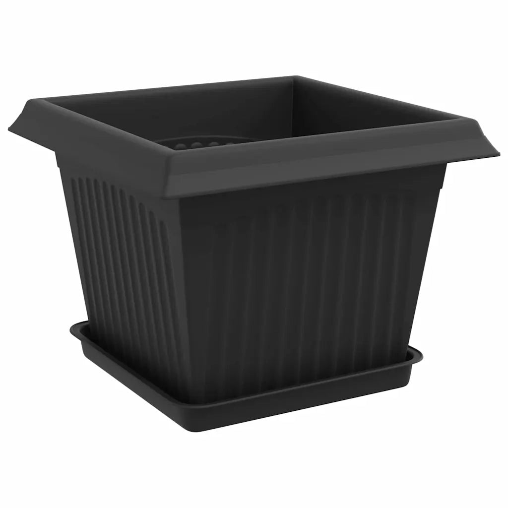 Fioriere | Cassetta per fiori | Vasi per Piante 24 pz Nero 23 x 23 x 17,5 cm Plastica