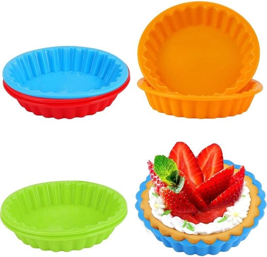 Mini forme per torta in silicone 8 pezzi con rivestimento antiaderente 11 cm quiche color verde blu arancione rosso