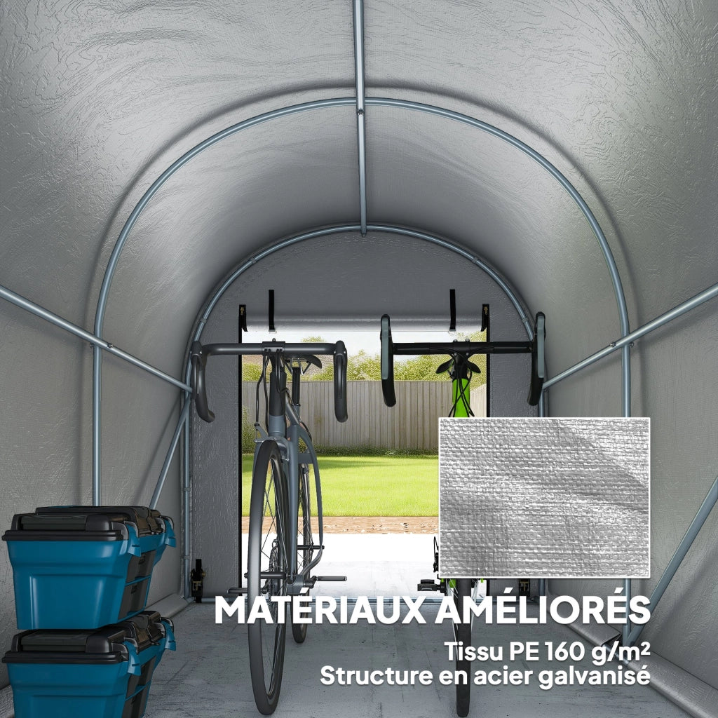 Tenda Ripostiglio Giardino ¨C Xylo ¨C Acciaio Galvanizzato PE Anti-UV 159x240x185cm Grigio Chiaro