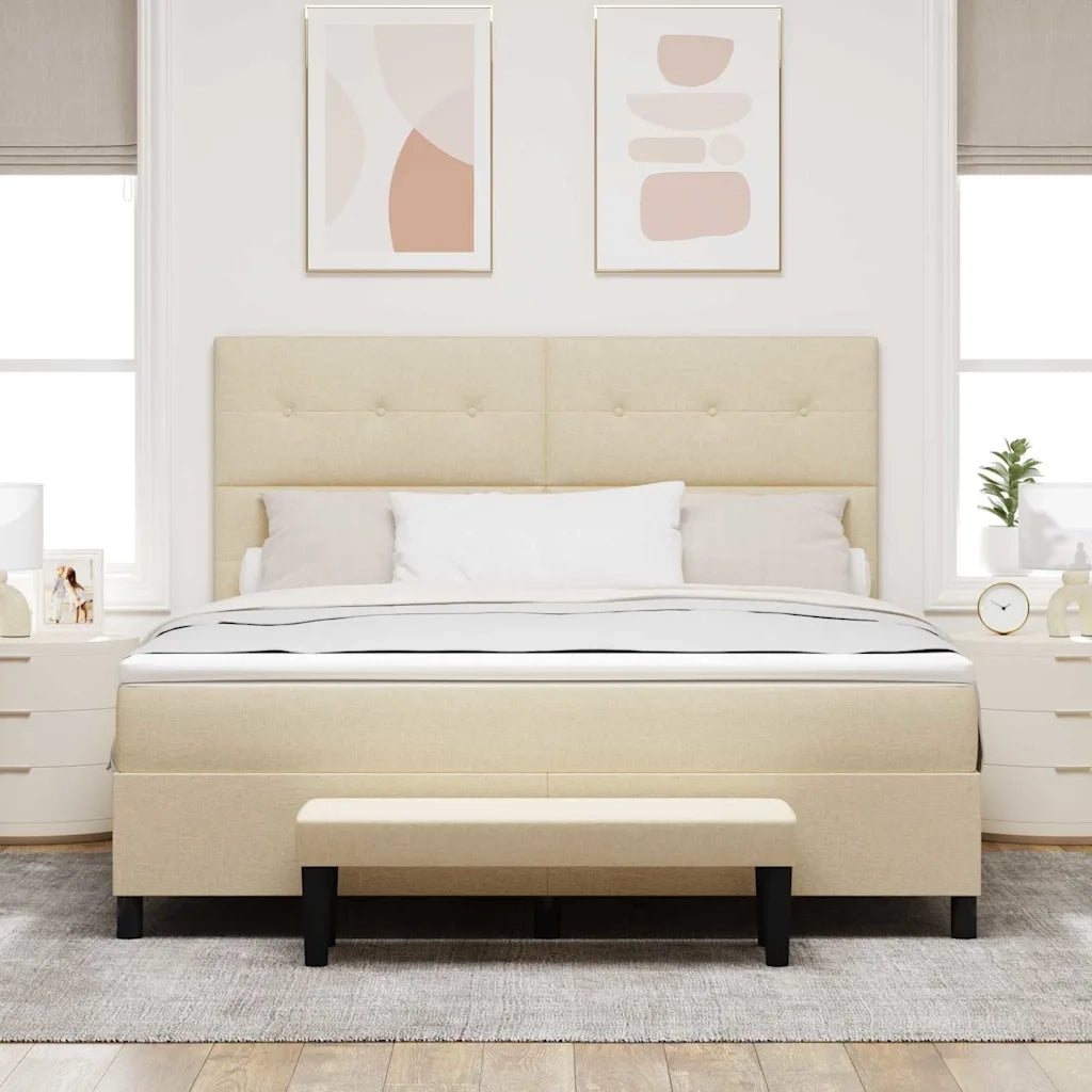 Letto a molle con materasso Crema 180 x 200 cm Tessuto
