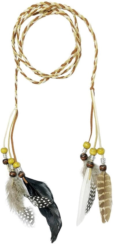 Cintura per capelli - stile etnico - tessuto intrecciato - 150 cm - colore cachi - 1 pezzo