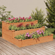Fioriera Rialzata Giardino-Vaso da Esterno-Supporto per Vaso Marrone 120x120x56 cm Massello Abete