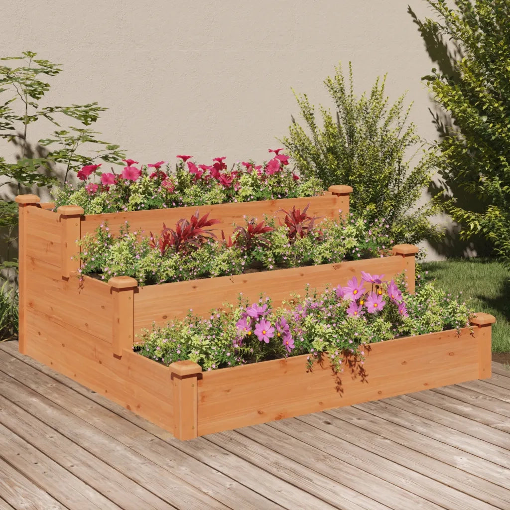Fioriera Rialzata Giardino-Vaso da Esterno-Supporto per Vaso Marrone 120x120x56 cm Massello Abete