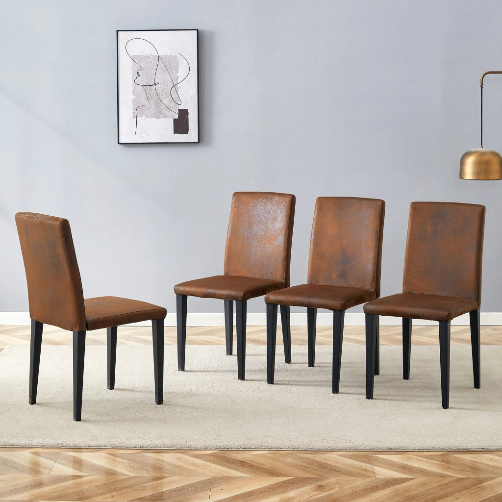 SEDIA DA PRANZO Set da 4 pezzi 90 cm Tessuto Marrone e Metallo Nero