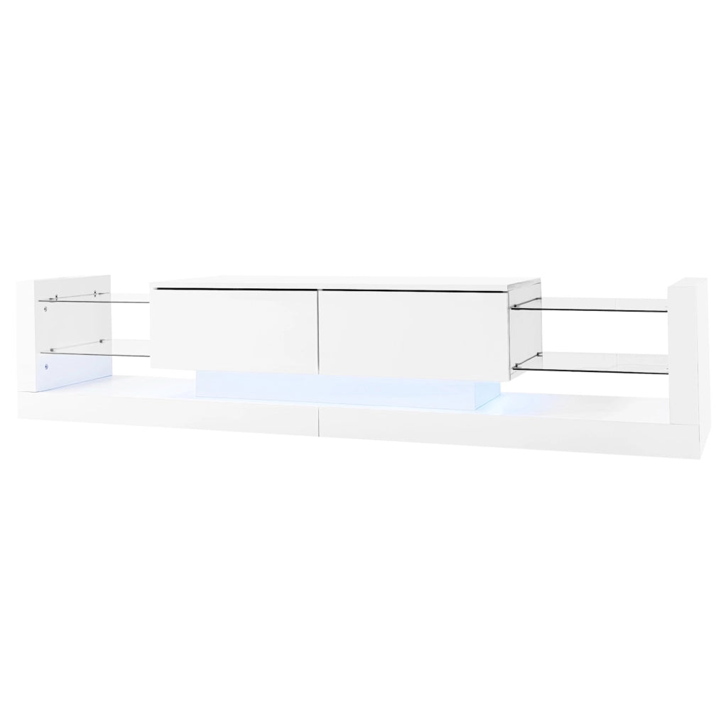 mobile TV 181 cm bianco con LED integrato e vani moderni