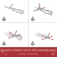 Albero di Natale 210cm Artificiale Pieghevole con Base Rimovibile, 1064 Rami, in PVC e Acciaio, Verde