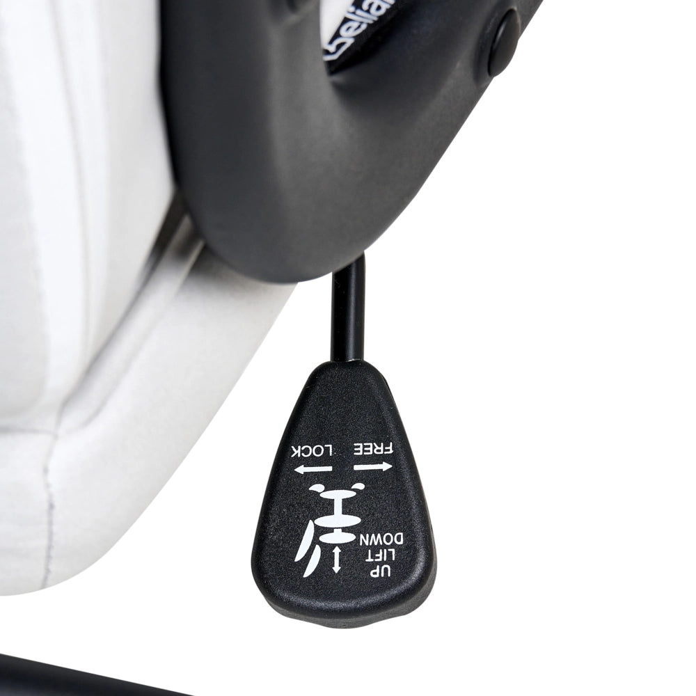 Sedia da ufficio in tessuto bianco sporco girevole e regolabile con braccioli stile moderno