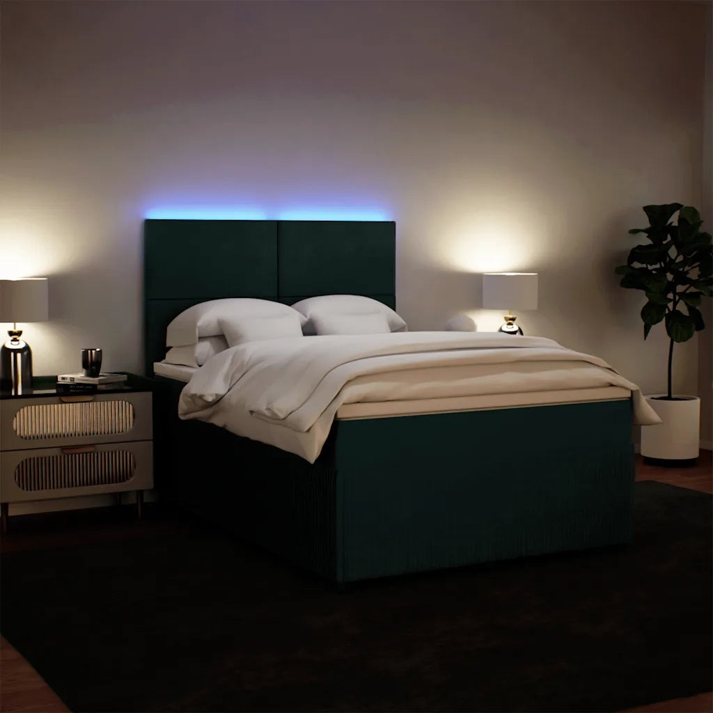 Giroletto a Molle con Materasso Verde Scuro 160x200 cm Velluto