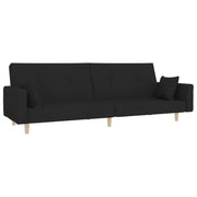 Divano letto | Sof¨¤ letto | Letto singolo a 2 Posti con 2 Cuscini Nero in Tessuto