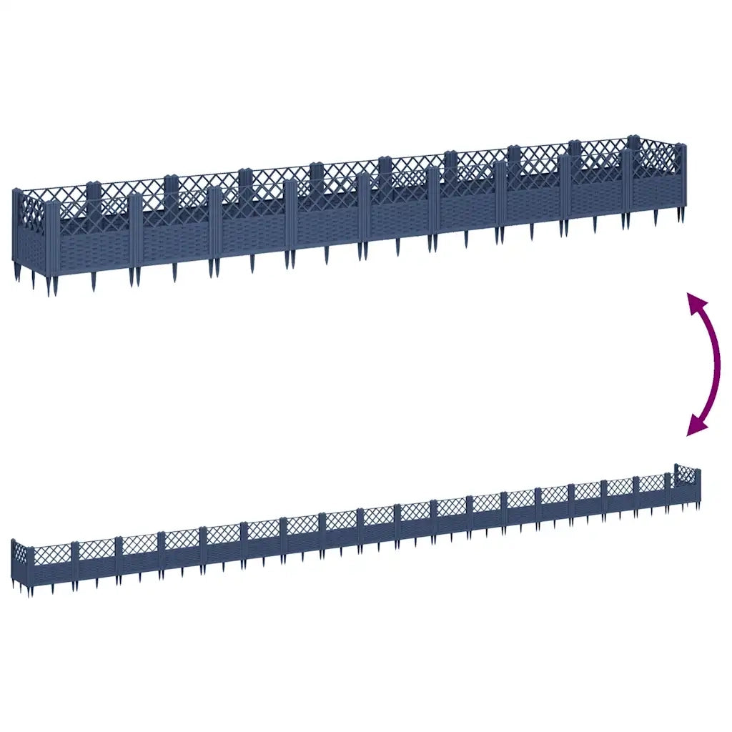 Fioriera Giardino Picchetti Grigio Blu 363,5x43,5x43,5 cm PP 368029