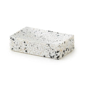 PORTA SAPONE DA APPOGGIO IN GRANIGLIA DI MARMO MODELLO ZOE - DIM. CM (LXPXH): 11,5X7X3 - BIANCO/NERO  - GDY