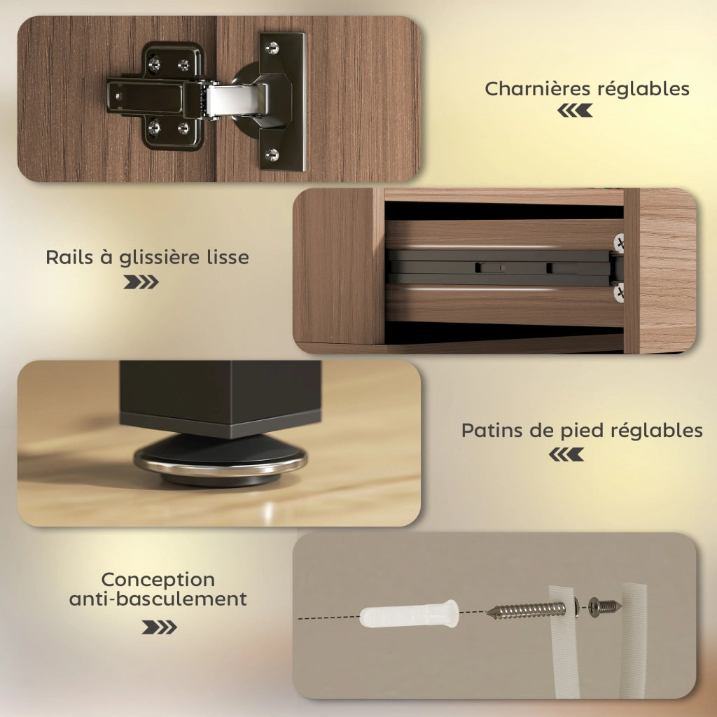 Cassettiera con ante, cassetti e ripiani regolabili ¨C zephmum ¨C Grigio