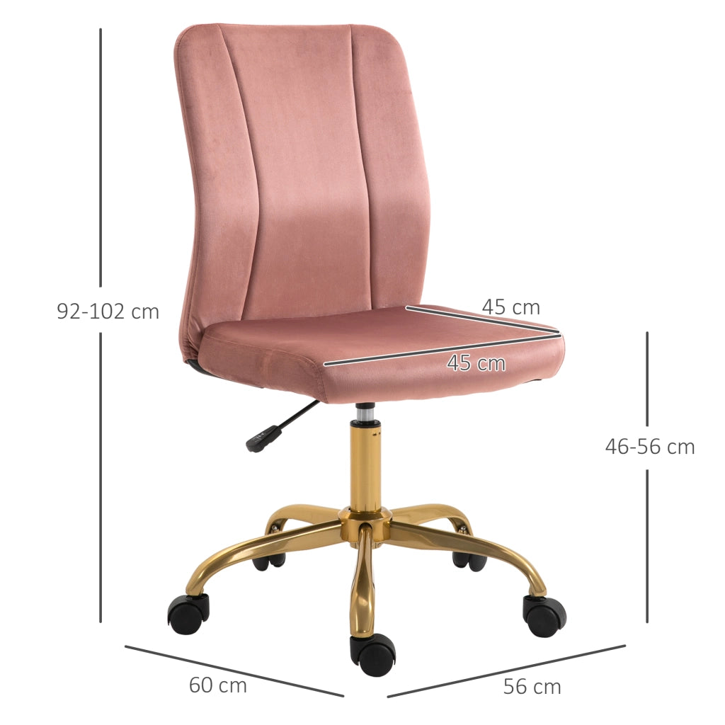 Sedia da ufficio ergonomica con rotazione 360' ¨C zephmum ¨C rosa e dorato 56x60x102 cm