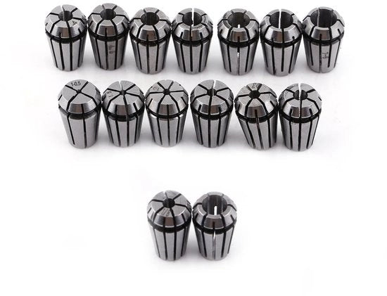 Collet Set 15 pezzi - Attrezzatura CNC - Precisione - Alta Elasticità - Imballo Protettivo - Per Macchine di Fresatura e di Grave - Collettore