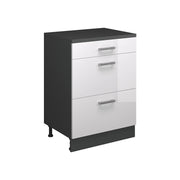Mobile per mansarda Rion Bianco lucido/Antracite 60 x 83.8 cm senza inclinazione con 3 cassetti Vicco