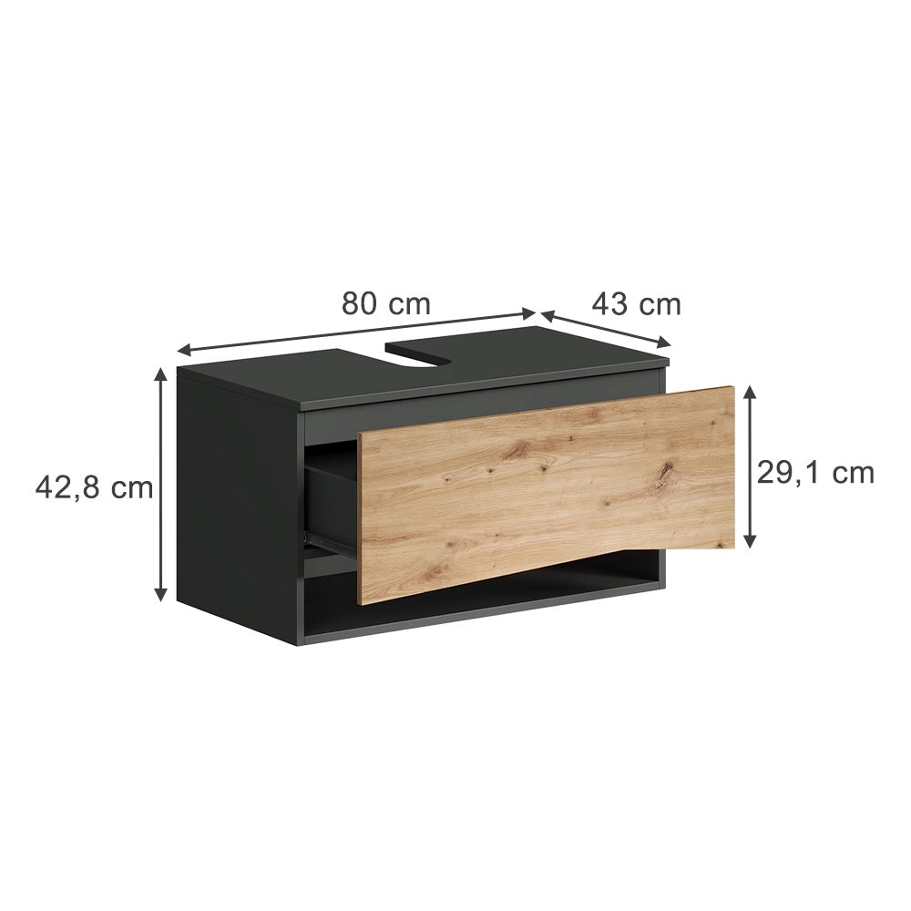 Vicco Mobile sottolavabo per bagno Artigiano 80 x 42.8 cm con cassetto
