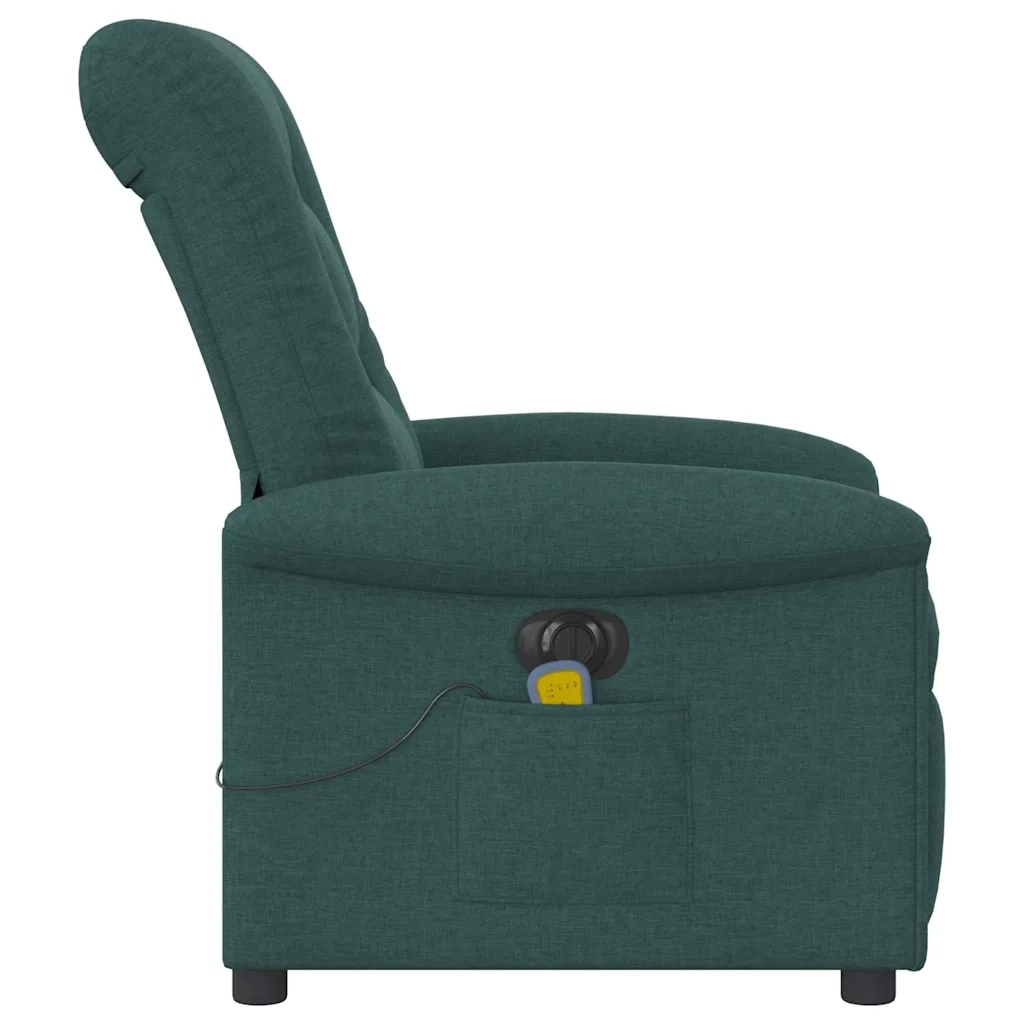 Divano Sedia-Poltrona Massaggiante Reclinabile Elettrica Verde Scuro Tessuto 565611
