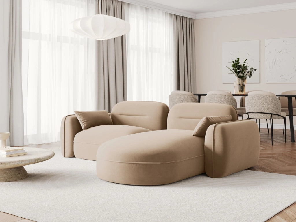 Cosmopolitan Design - Divano angolare modulare destro "Sydney" 3 posti in velluto sabbia 