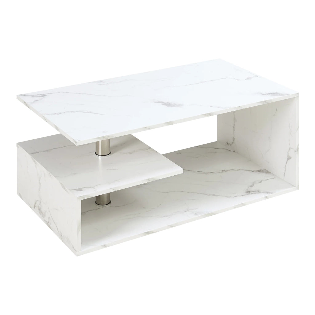 Tavolino/consolle/tavolino laterale 90 x 50 x 41 cm effetto marmo bianco 03_0010795
