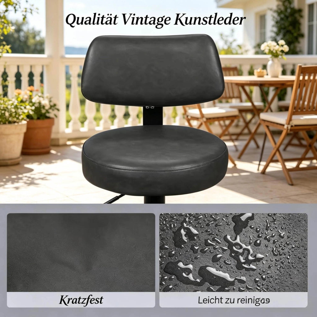 Sgabello da bar regolabile 41x41x84-109 cm in similpelle antracite, set da 2