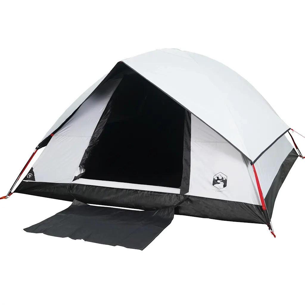 Tenda Campeggio a Cupola 4 Persone Bianca Tessuto Impermeabile