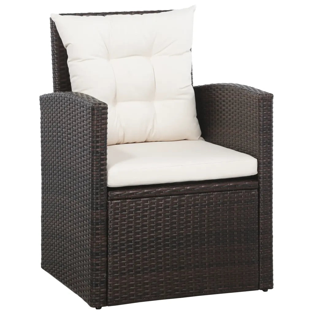 Set Divani da Giardino 5 pz con Cuscini in Polyrattan Marrone cod mxl 35210