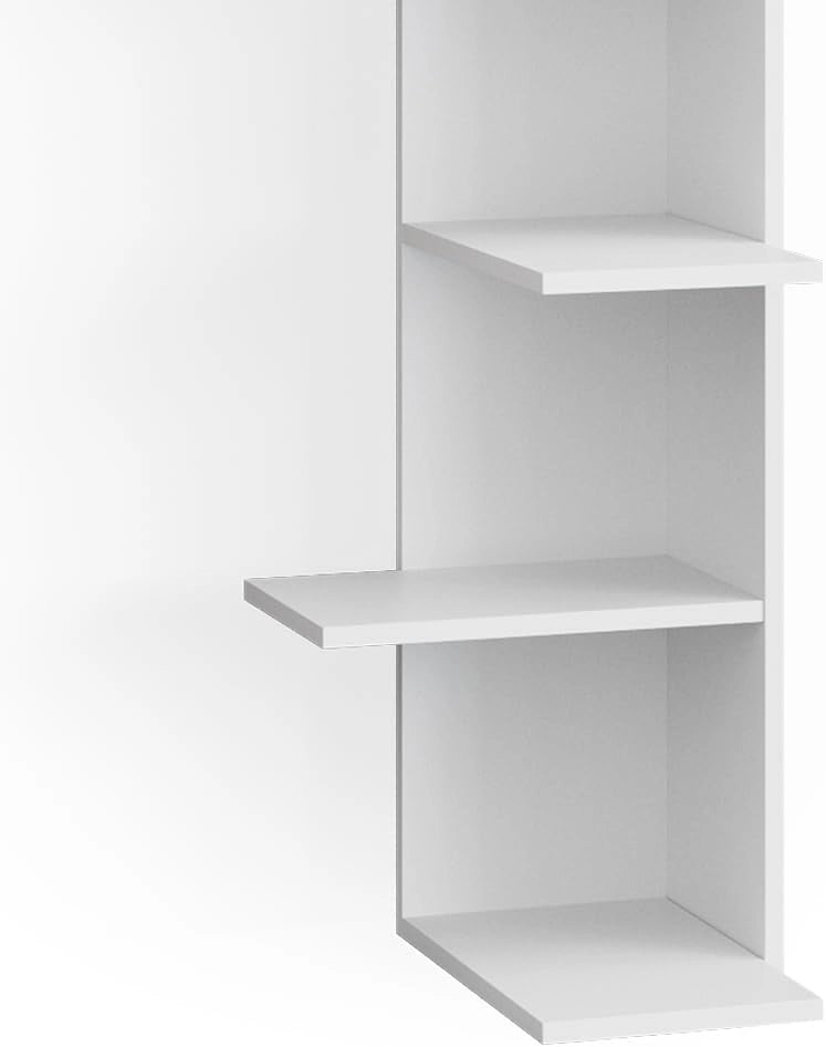Scaffale angolare Tera, Bianco, 37 x 140.1 cm, utilizzabile per riporre libri e oggetti decorativi