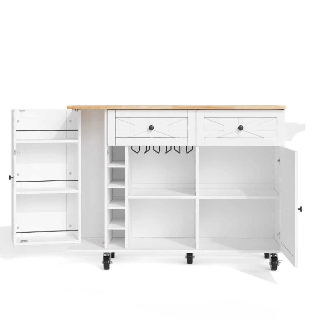 Isola Cucina con Piano Pieghevole e Ruote ¨C MINIMAL ¨C Bianco, 120x45x89 cm
