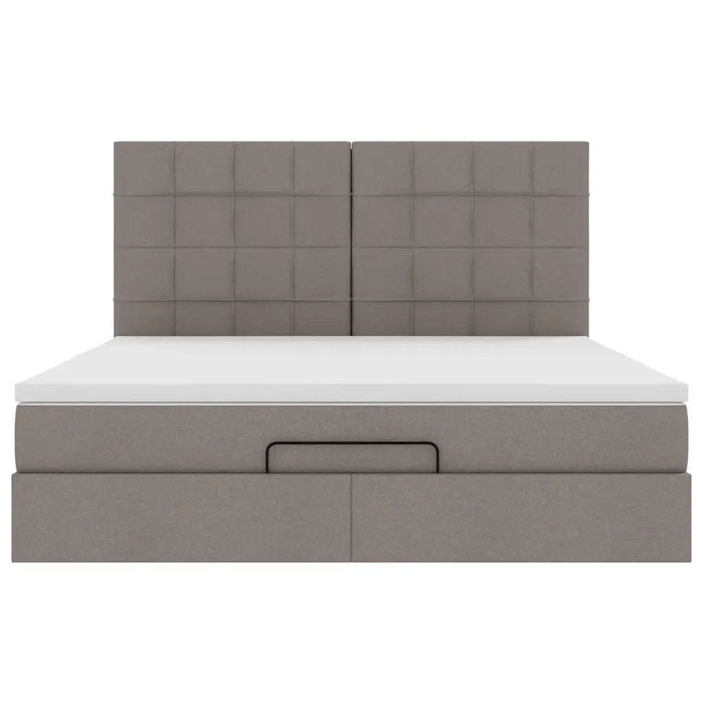Struttura Letto Pouf con Materasso Tortora 180x200cm in Tessuto