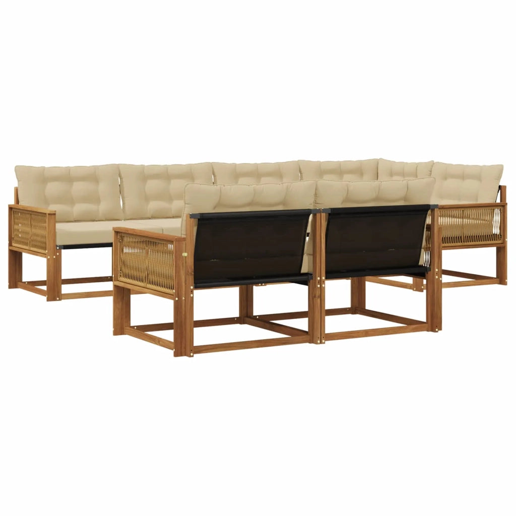 Set di divani da esterno 7 pz Naturale e Beige 3381493