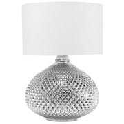 Lampada da Tavolo Metallo Argento 55H cm Paralume paralume in policotone Bianco Glam
