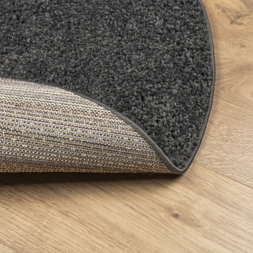 Tappeto Shaggy PAMPLONA a Pelo Lungo Moderno Nero Ø 80 cm 375199