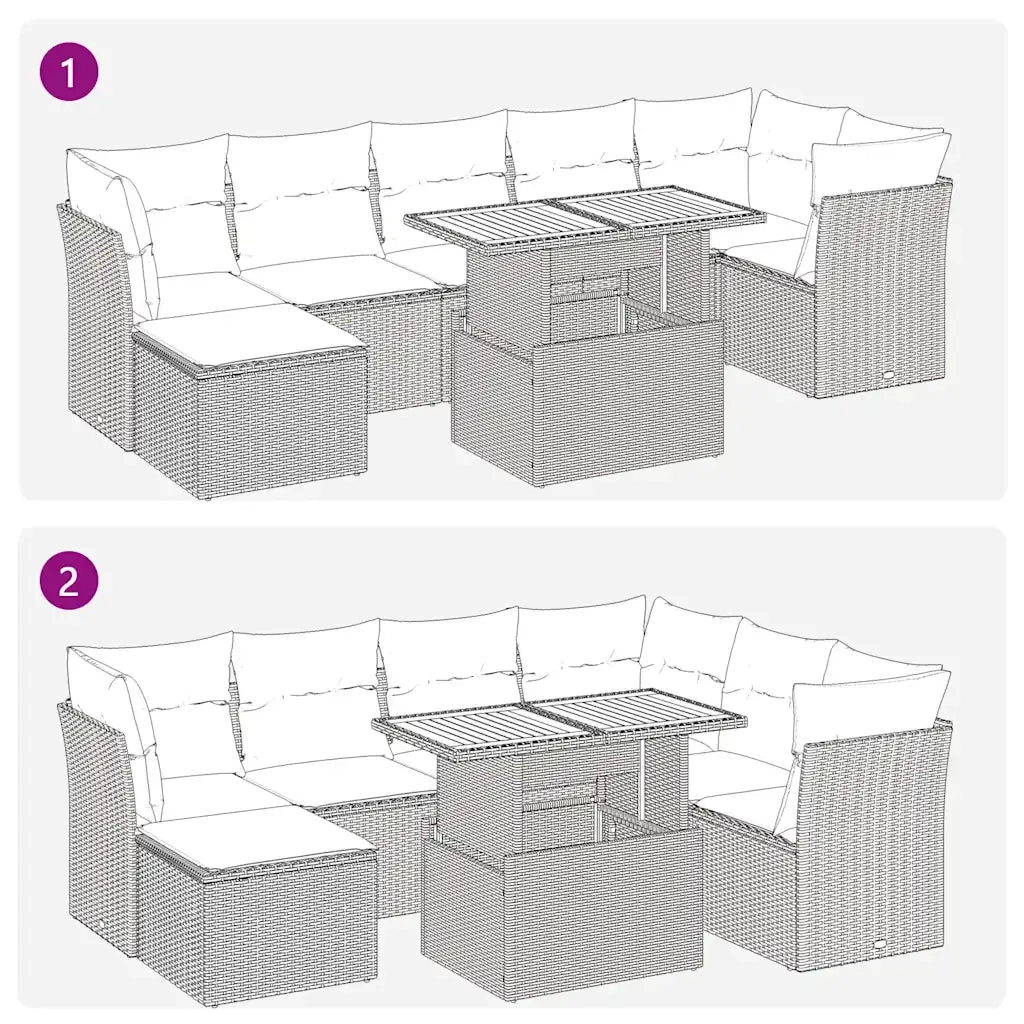 Set Divani da Giardino con Cuscini 8 pz Nero in Polyrattan 3326953