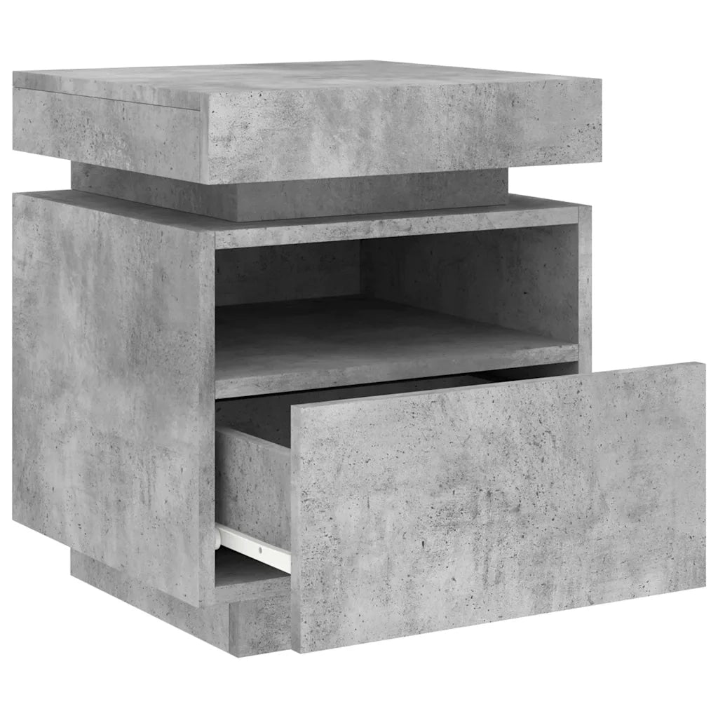 Comodini con Luci LED 2pz Grigio Cemento 40x39x48,5 cm 836791