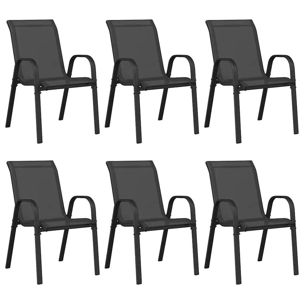 Sedie da Giardino Impilabili 6 pz in Tessuto Textilene Nero 318783