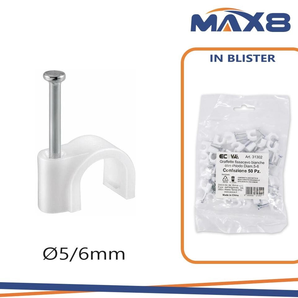 GRAFFETTE FISSA CAVO BIANCHE n.5/6 CONF PZ50