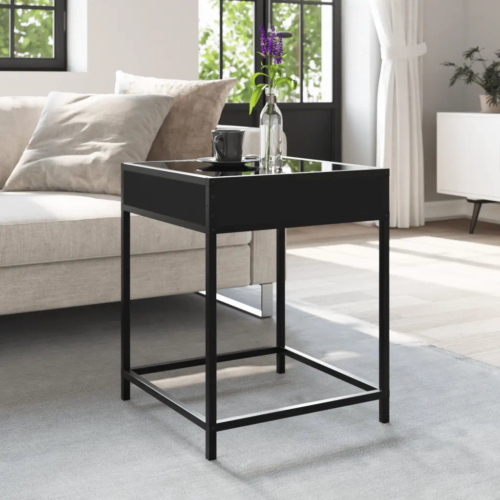 Tavolino da Salotto con LED Infinity Nero 40x40x51 cm 847672