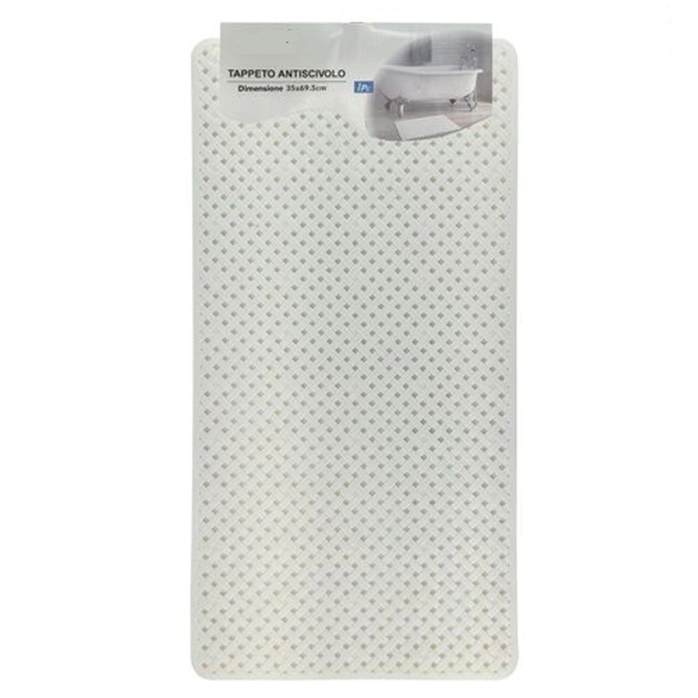 Trade Shop - Tappeto Antiscivolo Effetto Intrecciato Bianco Per Vasca Da Bagno Doccia 35x69.5cm 10794 -