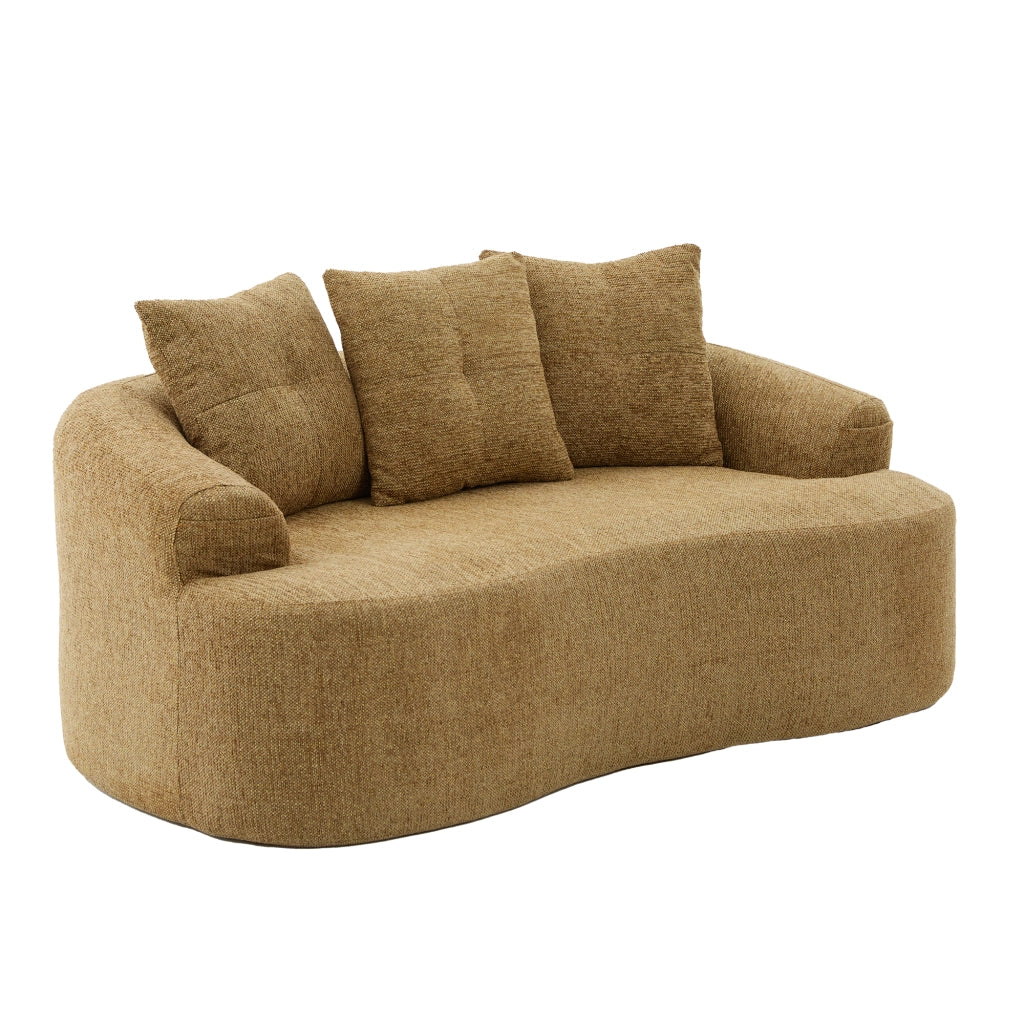 Divano 2 Posti Chenille con Cuscini ¨C Xylo ¨C Tessuto Morbido, Design Compatto