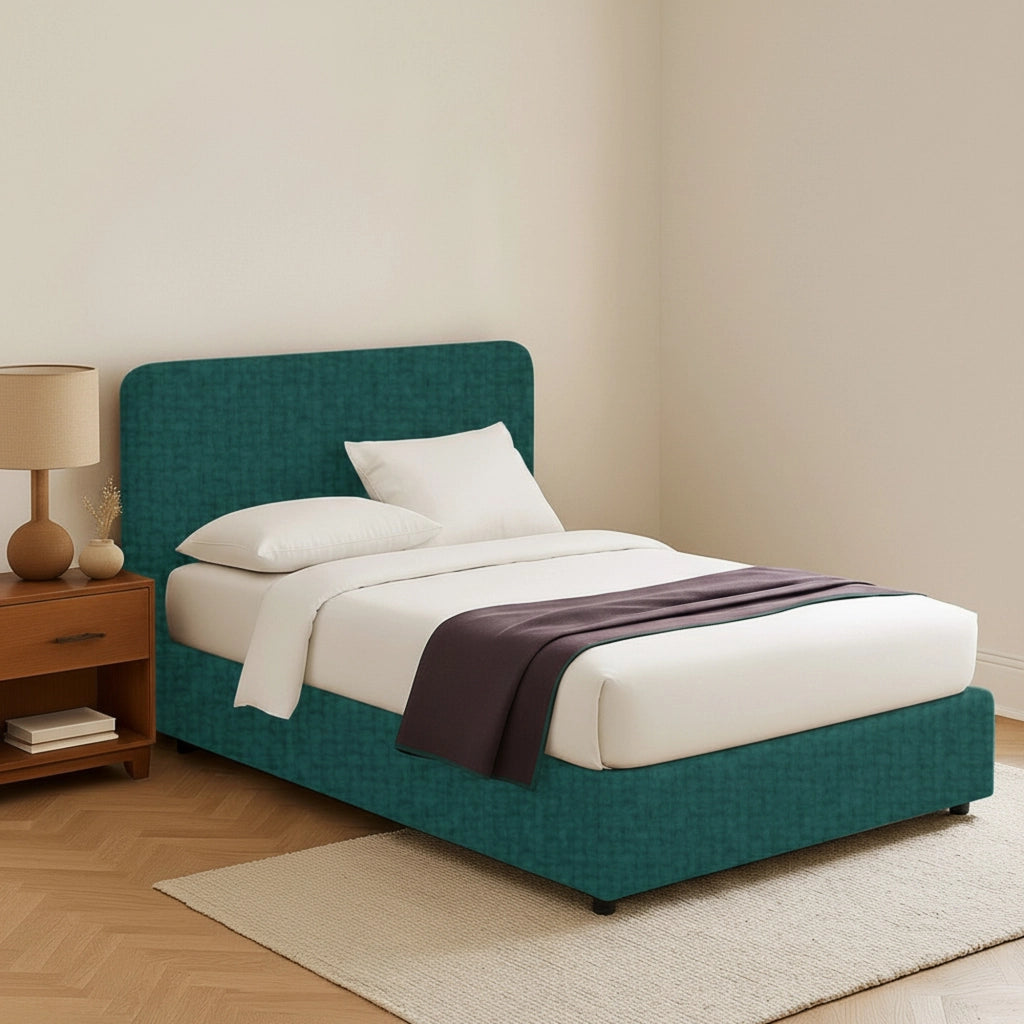 Bury, Letto Matrimoniale Sfoderabile Made in Italy, Verde Petrolio