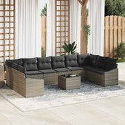 Set Divano da Giardino Grigio chiaro polyrattan