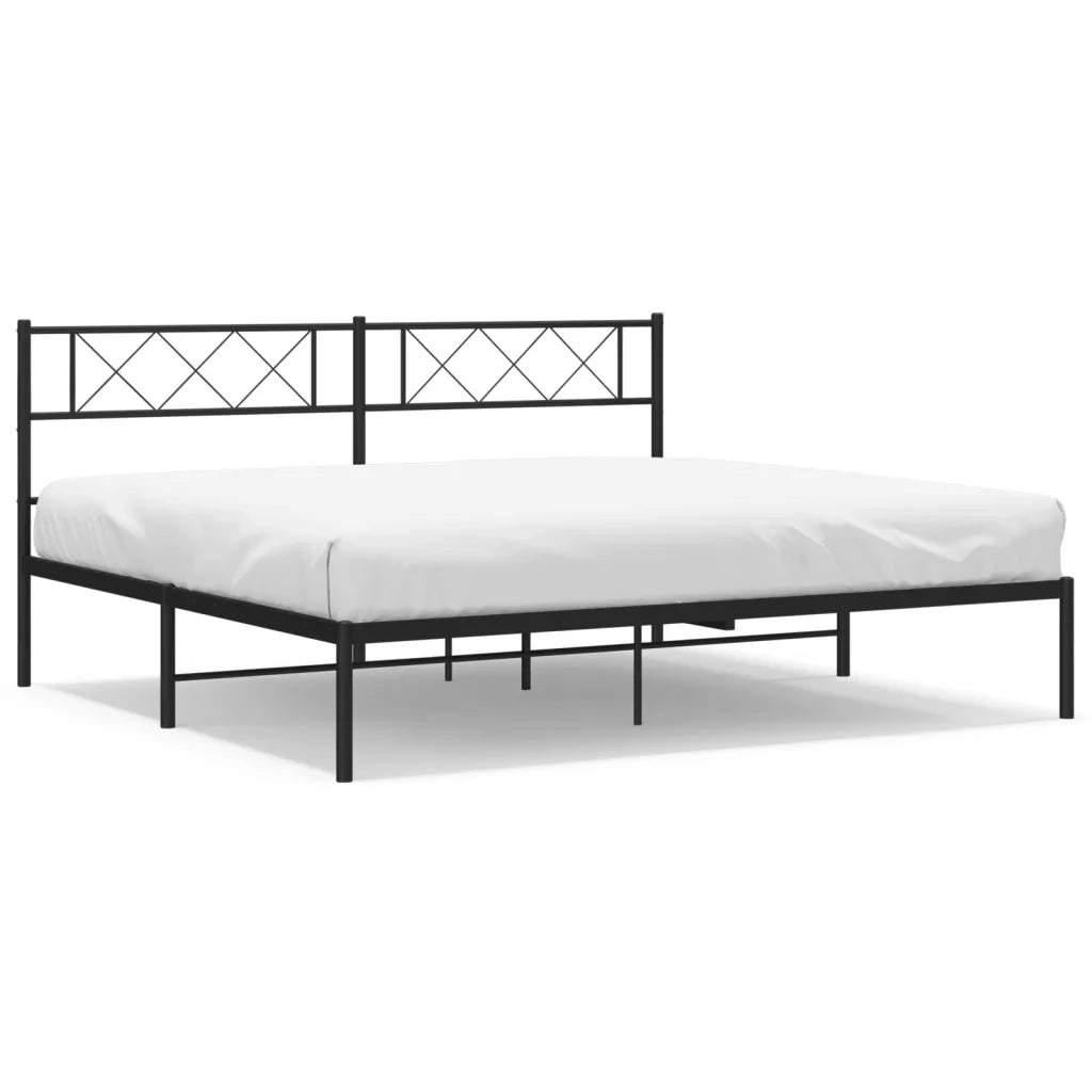 Giroletto con Testiera-Struttura Letto con testiera in Metallo Nero 180x200 cm 503460