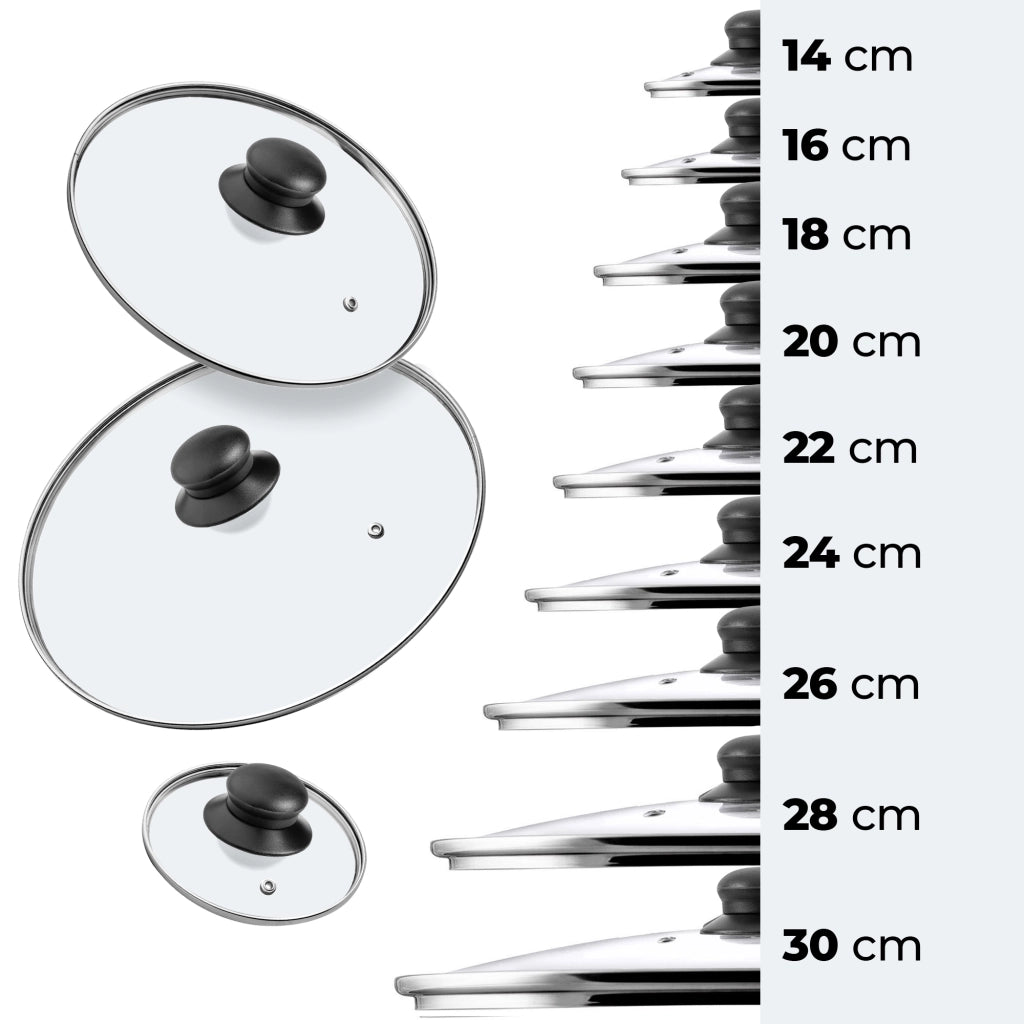 Coperchio in vetro KADAX da 24 cm, universale, resistente al calore.