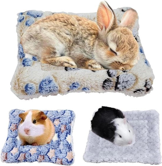 Set di tre pluche per piccoli animali domestici, caldo e soffice, 3 pezzi | Accessori per coniglio | Adatto per conigli, hamsters e gatti | Due dimensioni disponibili.
